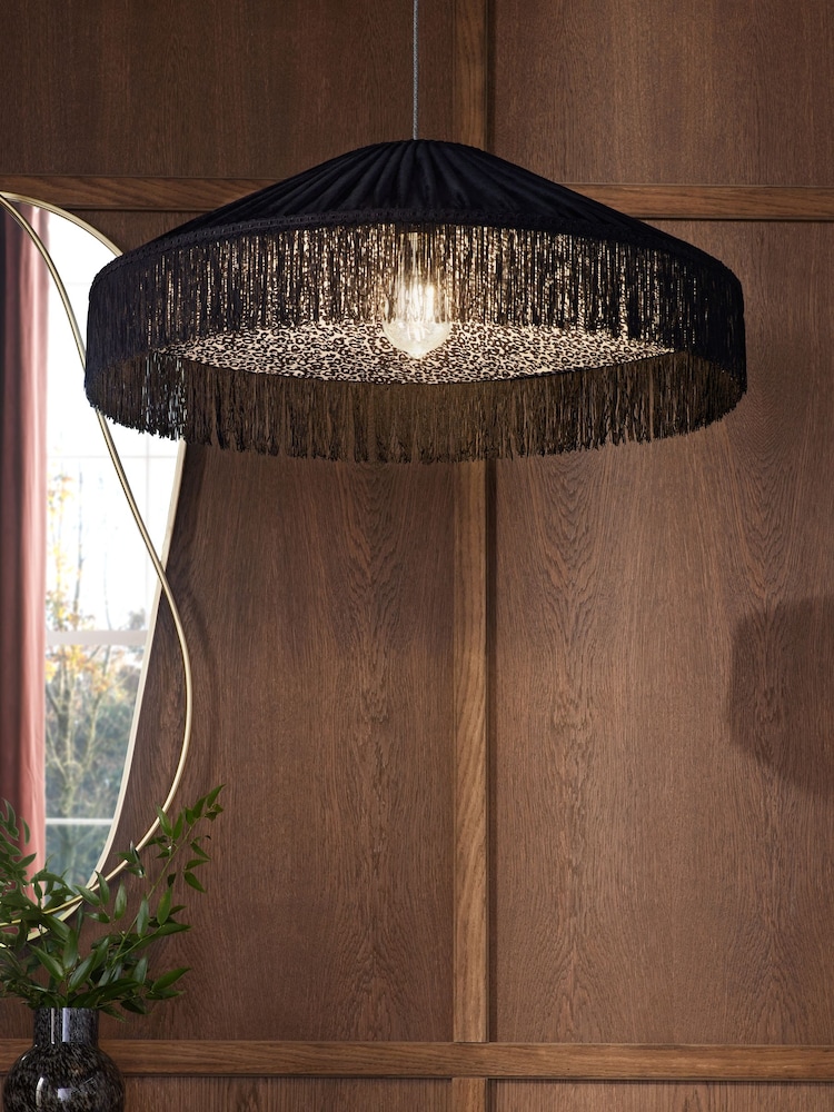 Black Allegra Leopard Easy Fit Pendant Ceiling Light Shade - Image 1 of 5