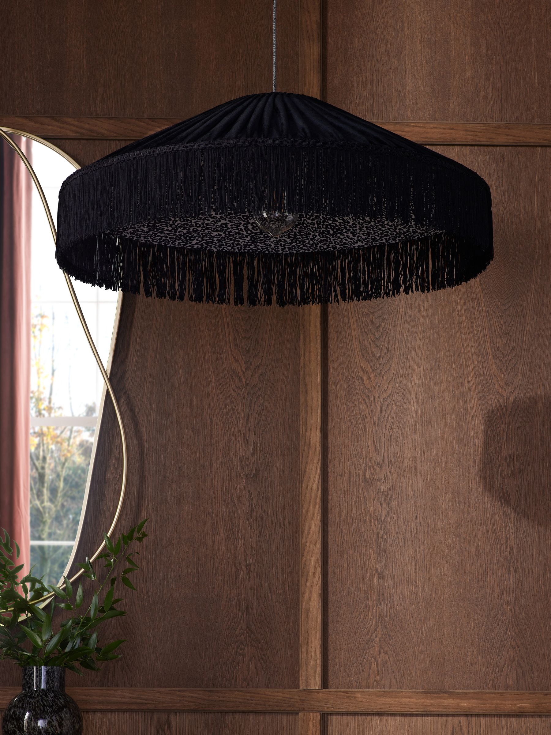 Black fringe light shade top