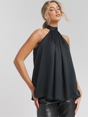Блузка из текстурированного атласа Simply Be Halterneck - Image 2 of 4