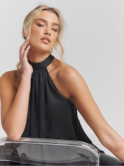 Блузка из текстурированного атласа Simply Be Halterneck - Image 4 of 4