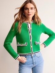 Boden Green 100% Cotton Holly Knitted Cardigan - Image 1 of 6