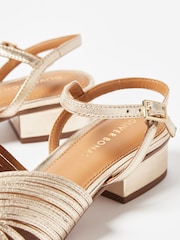 Oliver Bonas Gold Fan Leather Heeled Sandals - Image 5 of 7