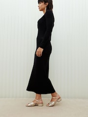 Oliver Bonas Gold Fan Leather Heeled Sandals - Image 7 of 7