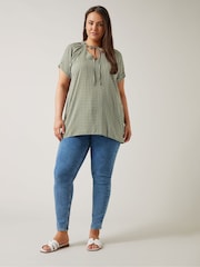 Grau - Evans Curve Dot Print Tie Neck Blouse - Bild 2 von 5