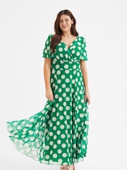 Scarlett & Jo Green Isabelle Angel Sleeve Maxi Dress - Image 1 of 5