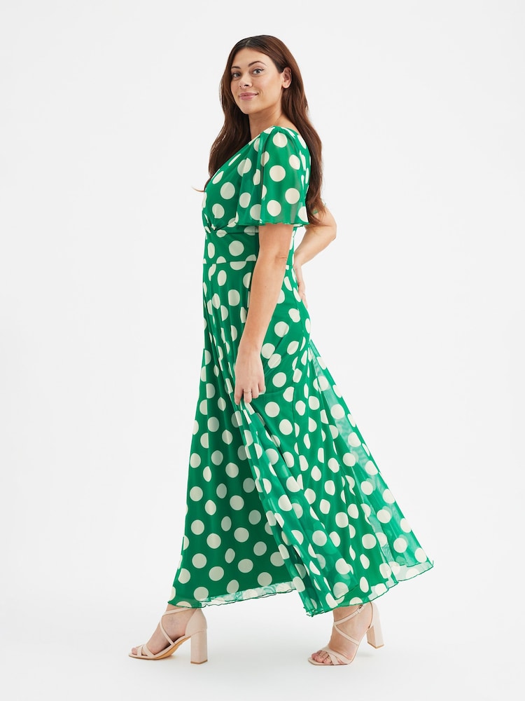 Scarlett & Jo Green Isabelle Angel Sleeve Maxi Dress - Image 3 of 5