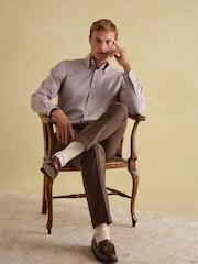 Joules Oxford Twill Shirt Neutral Regular Fit Single Cuff - Image 4 of 8