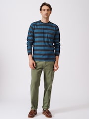 Aubin Blue Henry Stripe T-Shirt - Image 3 of 7
