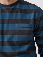 Aubin Blue Henry Stripe T-Shirt - Image 6 of 7