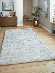 Laurence Llewelyn-Bowen White/Grey Plain Shaggy Mayfair Rug - Image 1 of 6