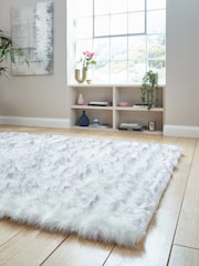 Laurence Llewelyn-Bowen White/Grey Plain Shaggy Mayfair Rug - Image 2 of 6