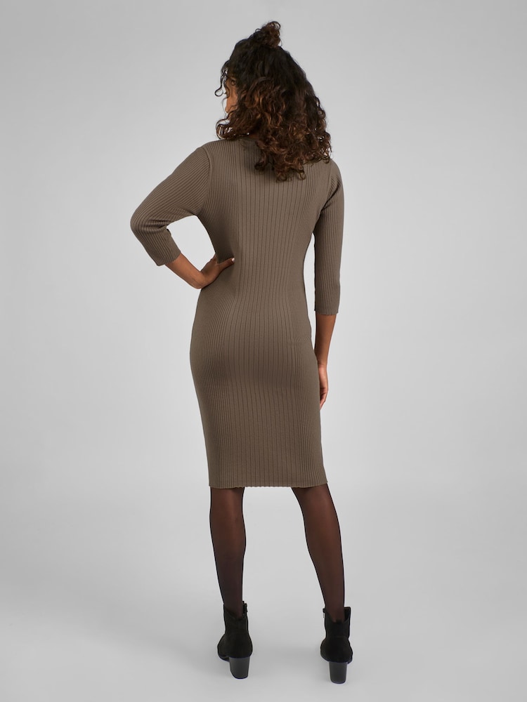 JoJo Maman Bébé Mocha Brown Knitted Maternity Tube Dress - Image 2 of 4