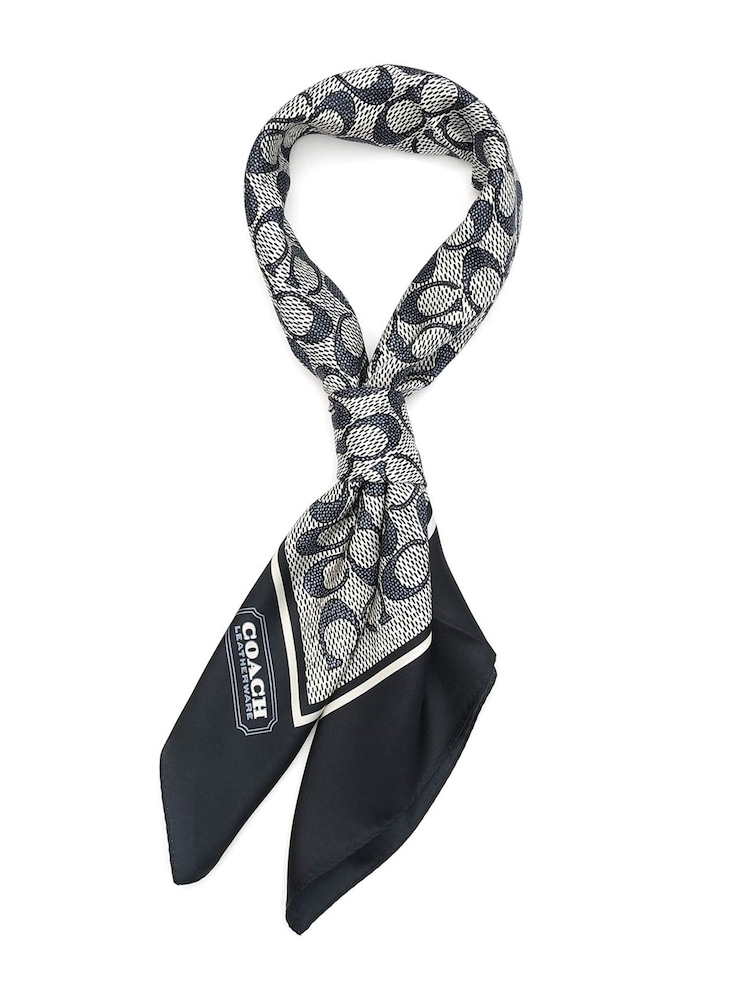 COACH Signature Vintage Printed Silk Square White Scarve - Image 2 of 4