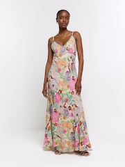 River Island Pink Floral Slip Maxi Dress - Image 3 of 4