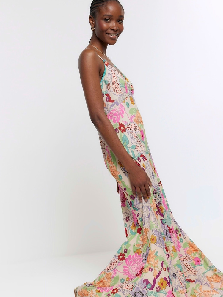 River Island Pink Floral Slip Maxi Dress - Image 4 of 4