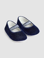 JoJo Maman Bébé Navy Ballet Pram Shoes - Image 1 of 4