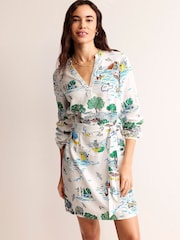 Boden Cream Cleo 100% Linen Tie Waist Dress - Image 4 of 6