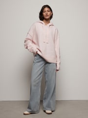Zartrosa - Übergroßer Hoodie aus Strick in Relaxed-Fit - Bild 2 von 8