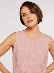 Apricot Pink Cotton Lace Bow 100% Cotton Top - Image 3 of 5