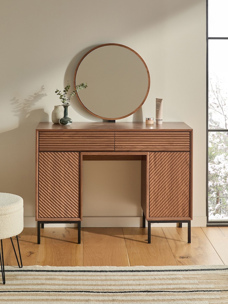 Dark Natural Marlow Oak Effect Console Dressing Table - Image 1 of 12