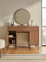 Dark Natural Marlow Oak Effect Console Dressing Table - Image 2 of 12
