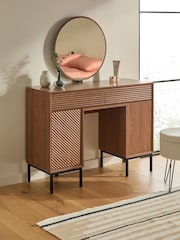 Dark Natural Marlow Oak Effect Console Dressing Table - Image 3 of 12