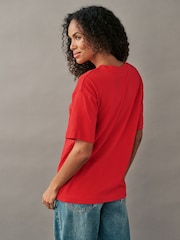 Red Christmas Short Sleeve 100% Cotton T-Shirt - Image 3 of 7