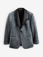 Gri - Măsură regular - Blazer din catifea - Imaginea 6 din 6