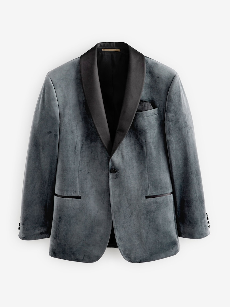Gri - Măsură regular - Blazer din catifea - Imaginea 6 din 6