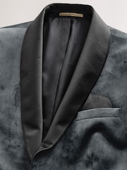 Grey Regular Fit Velvet Blazer - Image 7 of 11
