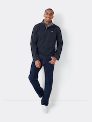 Crew Clothing Blue Navy Stripe Padstow 100% Cotton Piqué Sweatshirt - Image 3 of 4