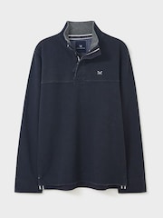 Blau & Marineblau - Crew Clothing Stripe Padstow 100% Cotton Piqué Sweatshirt - Bild 4 von 4