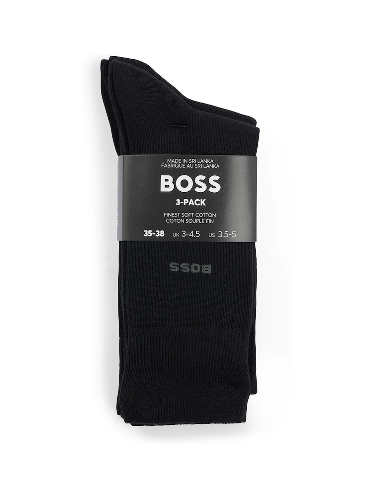 Pacote de 3 meias BOSS de algodão misto em comprimento regular - Imagem 2 de 3