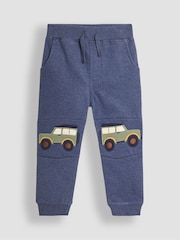 JoJo Maman Bébé Denim Blue Land Rover Appliqué Knee Pet in Pocket Joggers - Image 1 of 3
