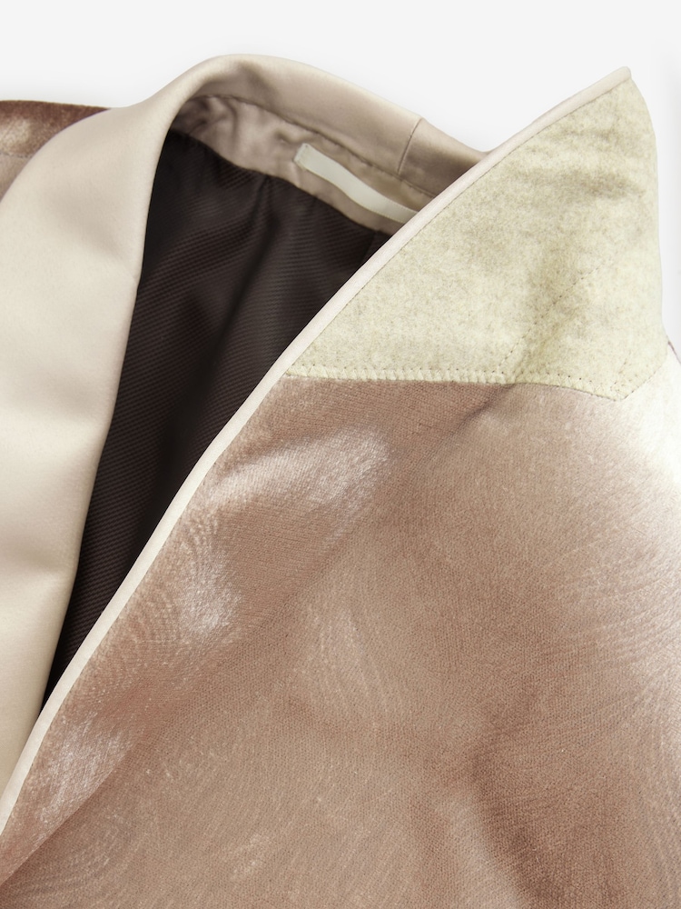 Champagne Gold Regular Fit Patterned Velvet Blazer - Image 10 of 12
