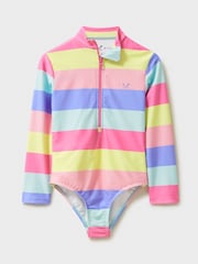Crew Clothing Multi Stripe Long Sleeve Front Zip Swimsuit - Image 1 of 4