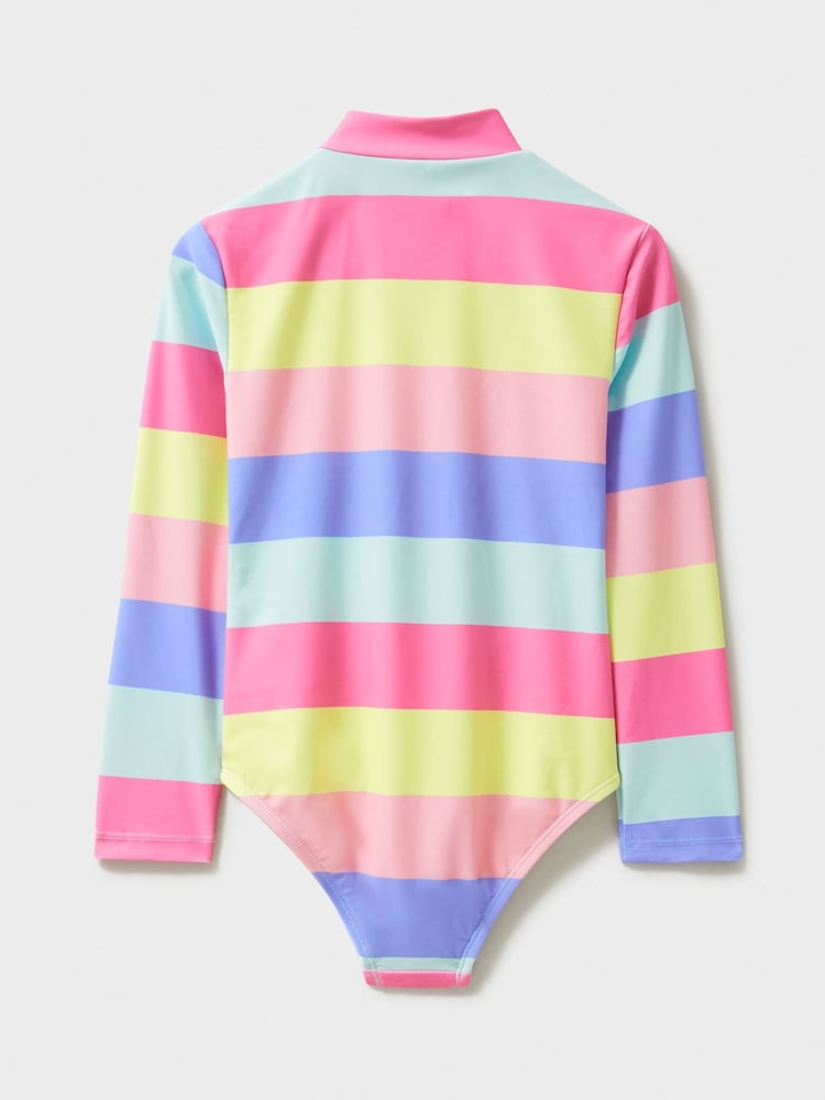 Crew Clothing Multi Stripe Long Sleeve Front Zip Swimsuit - Image 2 of 4