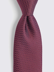 MOSS Maroon Red Textured Tie - Image 2 of 3