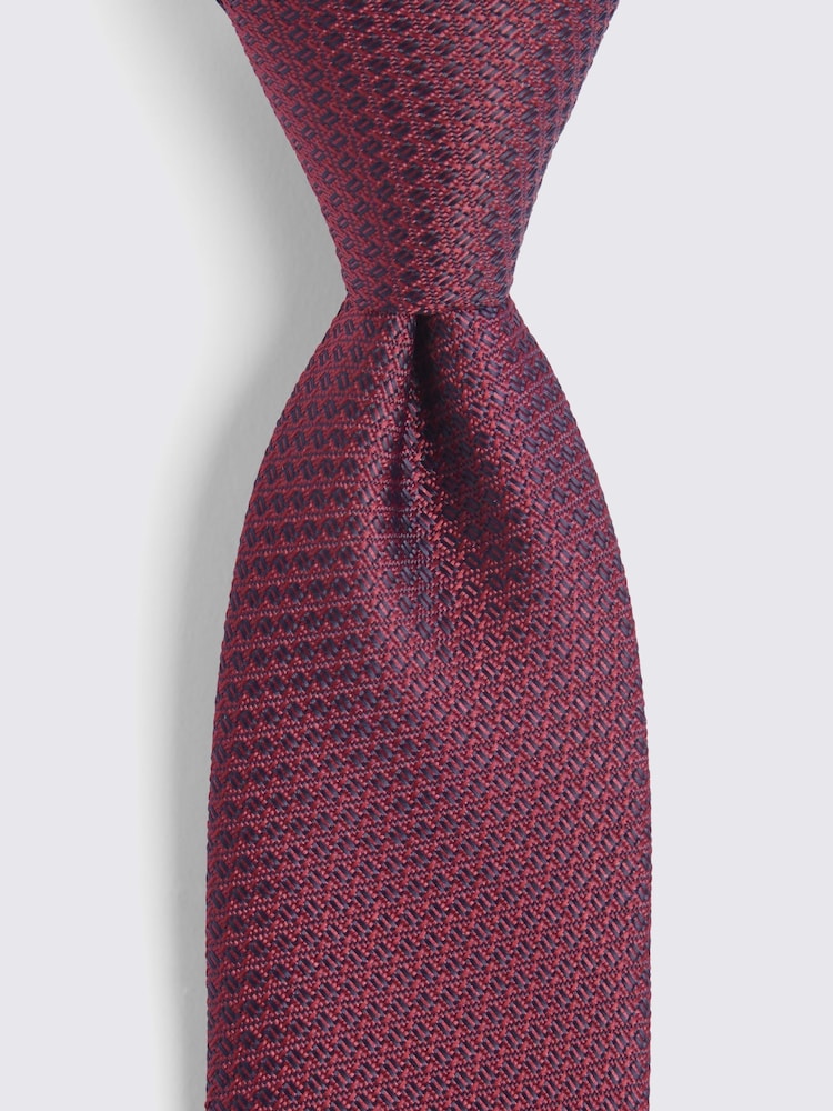 MOSS Maroon Red Textured Tie - Image 2 of 3