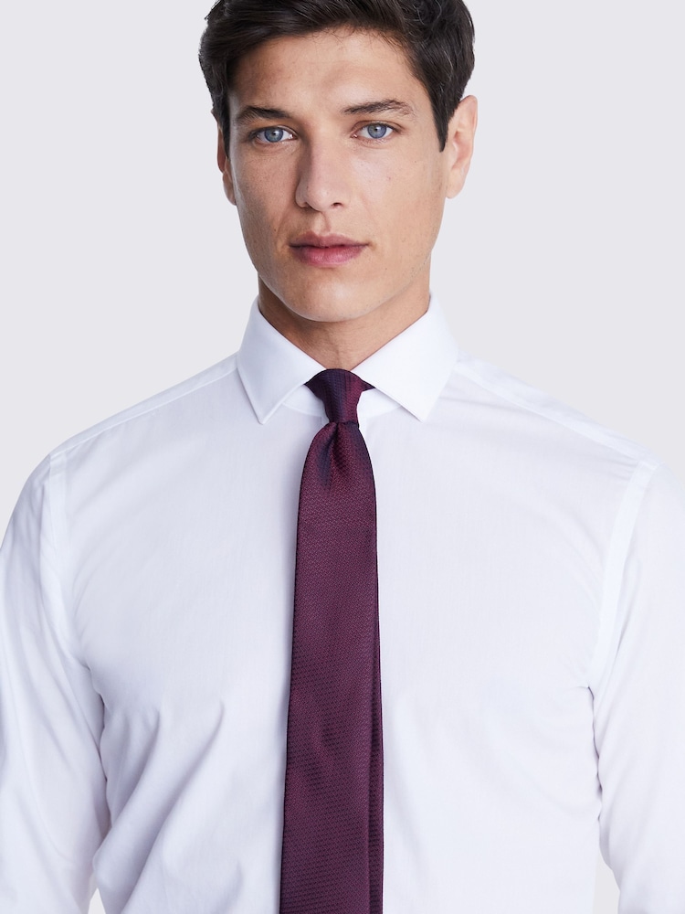 MOSS Maroon Red Textured Tie - Image 3 of 3
