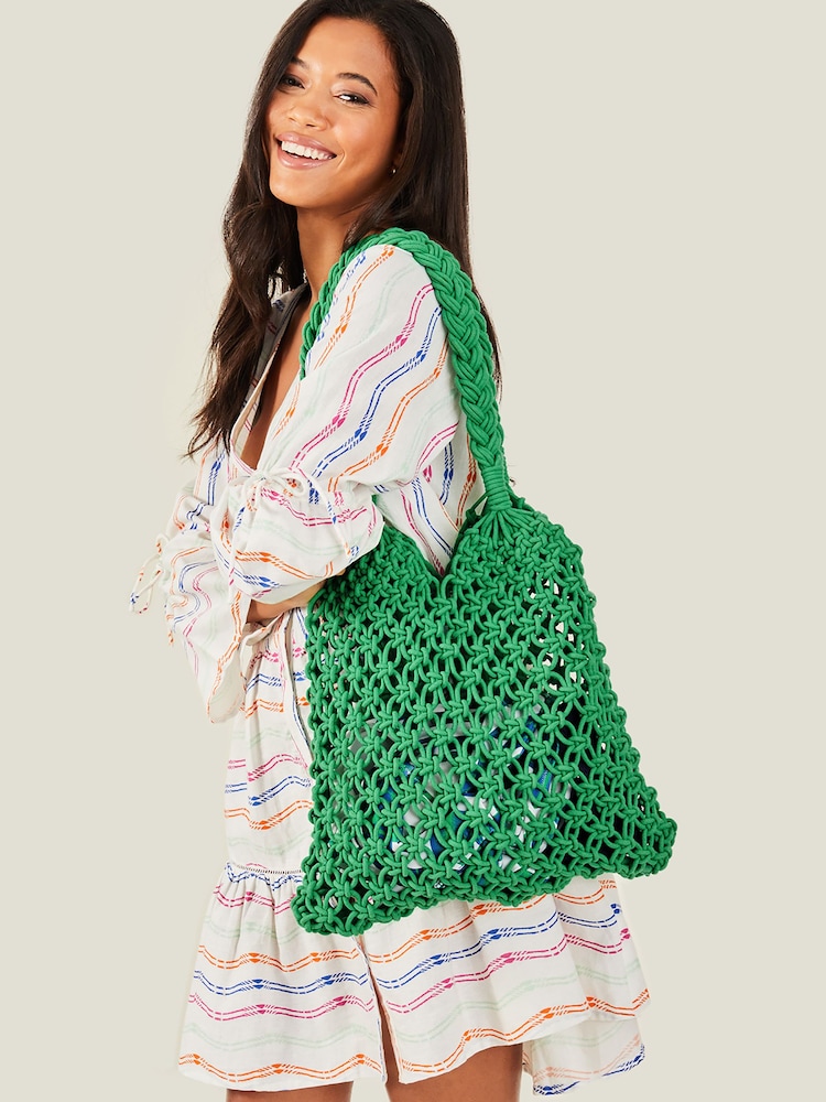 Accessorize Green Open Weave Shopper Bag - Image 1 of 4