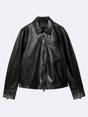 Veste AllSaints Miller en cuir noir à col - Image 8 de 8