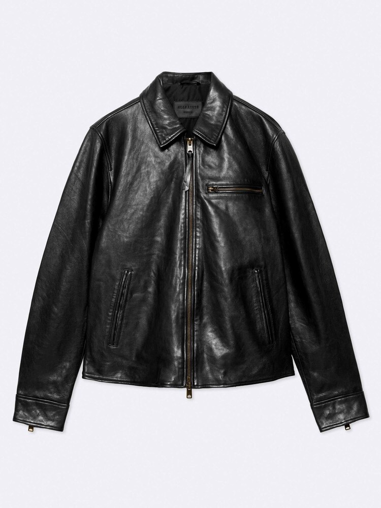 Veste AllSaints Miller en cuir noir à col - Image 8 de 8 Veste AllSaints Miller en cuir noir à col - Image 8 de 8