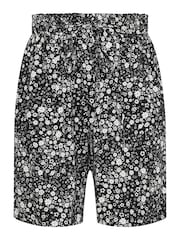 Yours Curve Black Dark Woven Paperbag Waist Shorts - Image 6 of 6