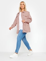 Yours Curve Pink 100% Cotton Carpenter Twill Jacket - Image 1 of 5
