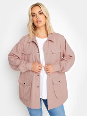 Yours Curve Pink 100% Cotton Carpenter Twill Jacket - Image 2 of 5