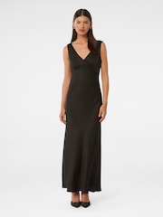 Forever New Black Cameron Petite V-Neck Satin Maxi Dress - Image 1 of 4