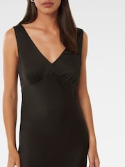 Forever New Black Cameron Petite V-Neck Satin Maxi Dress - Image 2 of 4