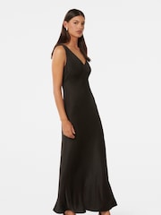 Forever New Black Cameron Petite V-Neck Satin Maxi Dress - Image 3 of 4