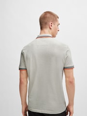 BOSS Light Grey Cotton Paddy Tipped Polo Shirt - Image 2 of 3